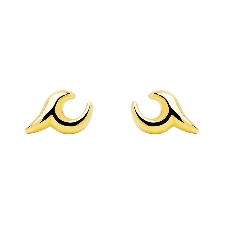 

Silver Earrings Jewelry Wholesale 925 Sterling Silver 18k Gold Plated Ocean Wave Stud Earrings