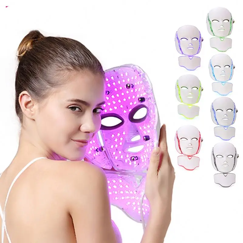 

Best Selling 7 Colors Led Light Therapy Cover With Neck ,Pdt Led Light Therapy Spa Use Facial Whitening Led Mask