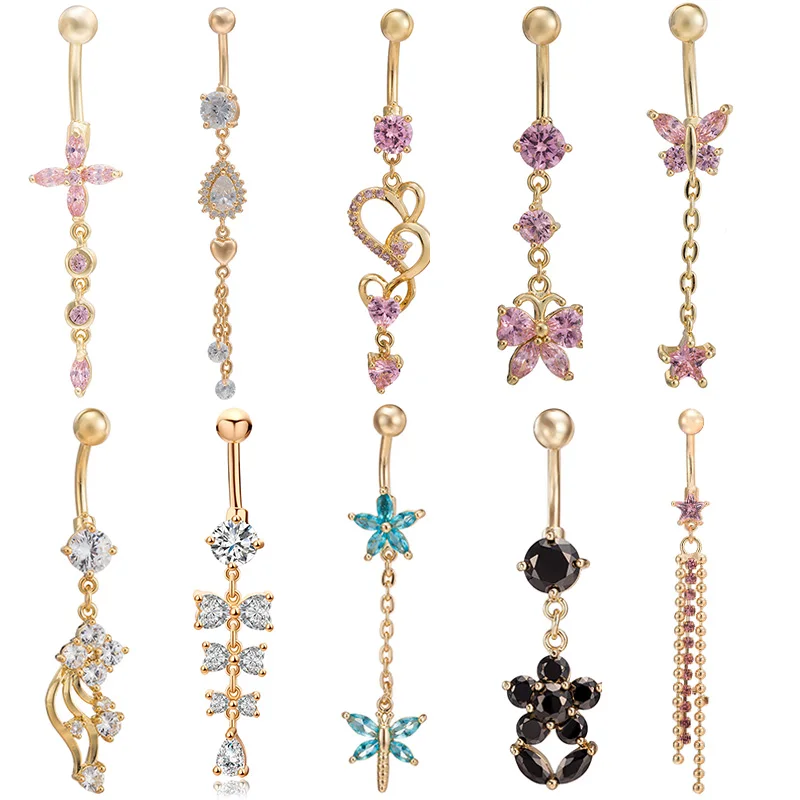 

Star Zircon Style Navel Piercing Gold Surgical Steel Belly Button Piercing Rings Belly Piercing Ombligo Body Jewelry