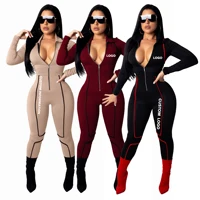 

Free Shipping Best Selling Stylish Zipper Fall Fashion Long Sleeve Women Jumpsuits Casual Clothing