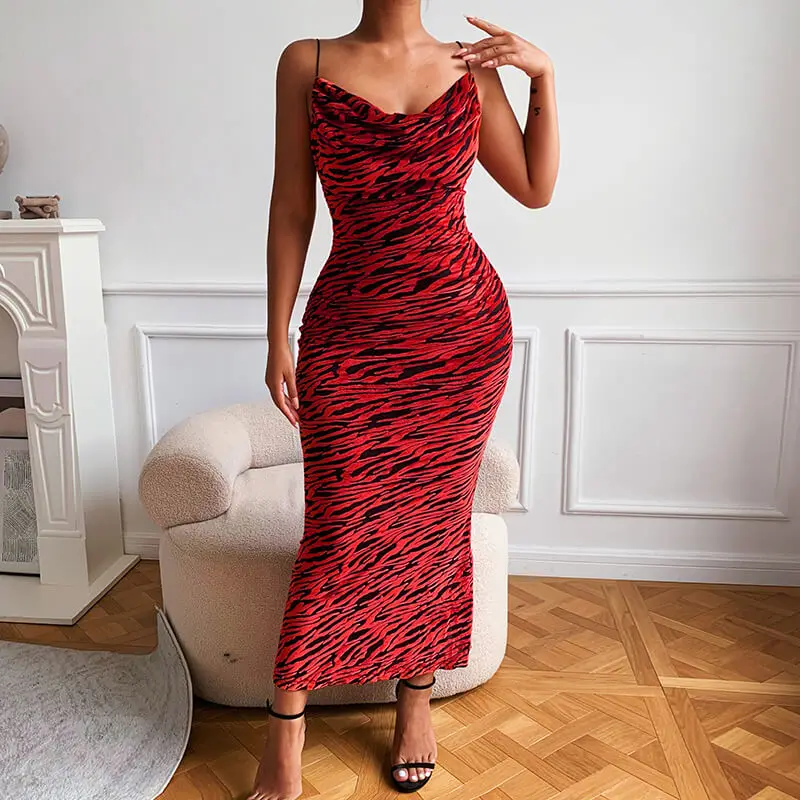 

Hot sale latest design solid backless spaghetti strap autumn dress long slim high slit party dress with high quality