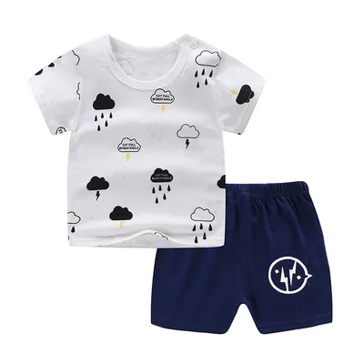 

Summer Cotton Boys Girls' Suit T-shirt and Short Pants Baby Colthes Wholesale
