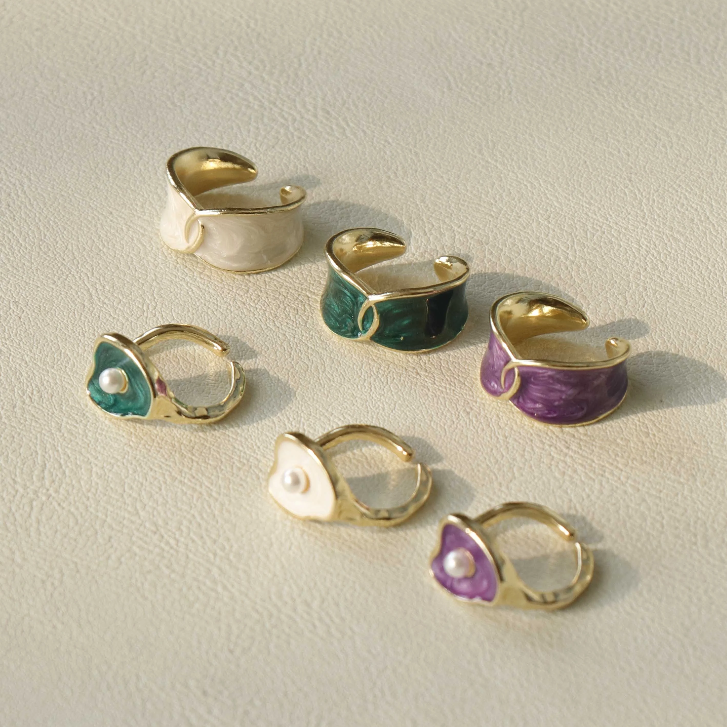 

OUYE fashion candy color oil ring female personality pearl trend ring simple fun enamel personalized 2022 finger rings for women, Colorful