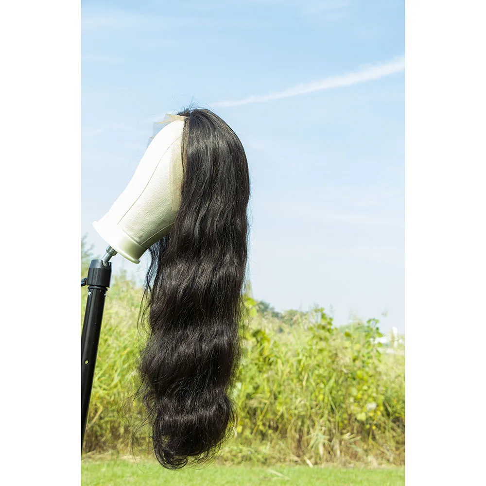 

Huashuo Wholesale Cuticle Aligned Unprocessed Full Lace Human Hair Wig, Natural Black Long Full Lace Wig For Women