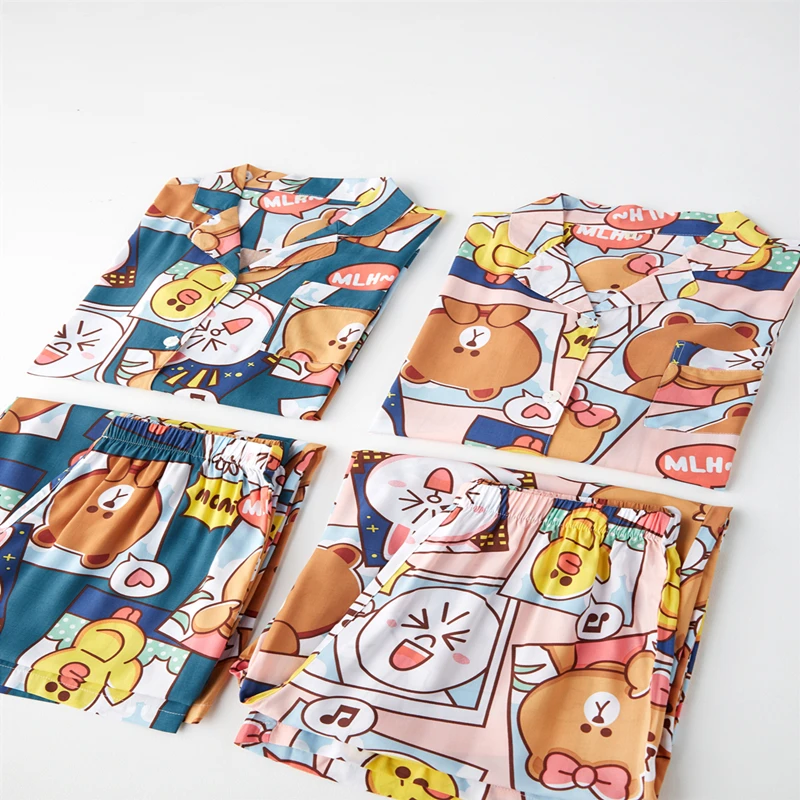 

2021 Wholesale Long Style Print Cartoon Sleepwear Pajamas Sets, Customized color