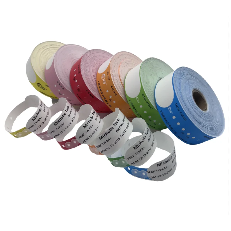 Free Sample Disposable Barcode QR Code Bracelet Waterproof Custom Heat Transfer Thermal Printable ID Wristband for Festival Park