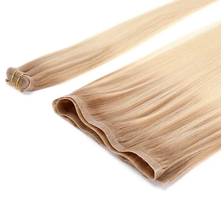 

New Trend Seamless Invisible Skin Weft Beaded Human Hair Extensions, PU Invisible Handtied RussianHair Weft