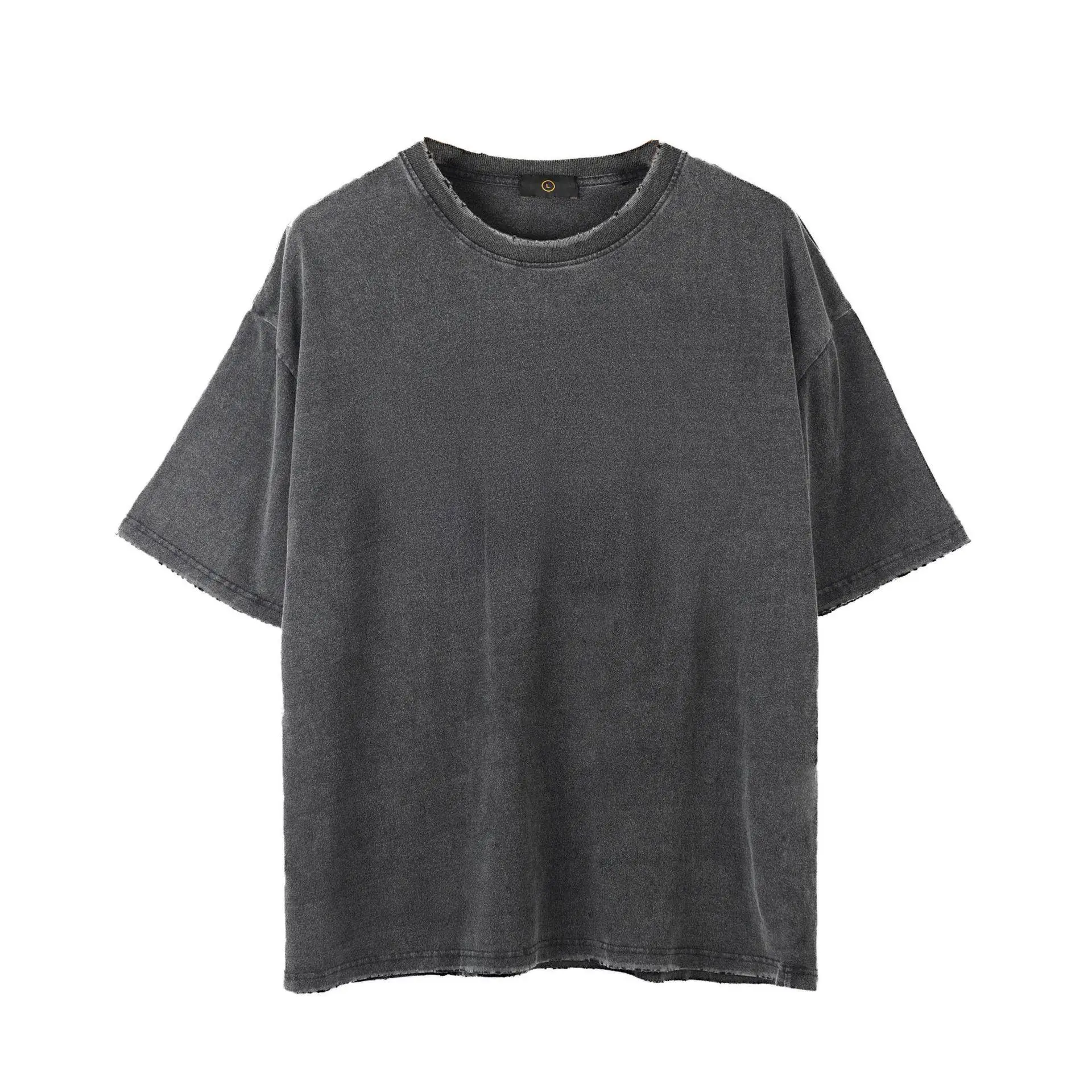 

2021new Design oversized Black T Shirt Hip Hop cotton vintage washed tee tshirts mens custom logo blank T-shirt man