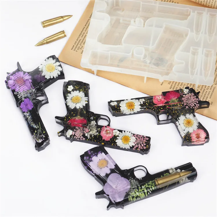 

Y1739 Shiny gun silicone molds gun bullet silicone molds for Diy, White