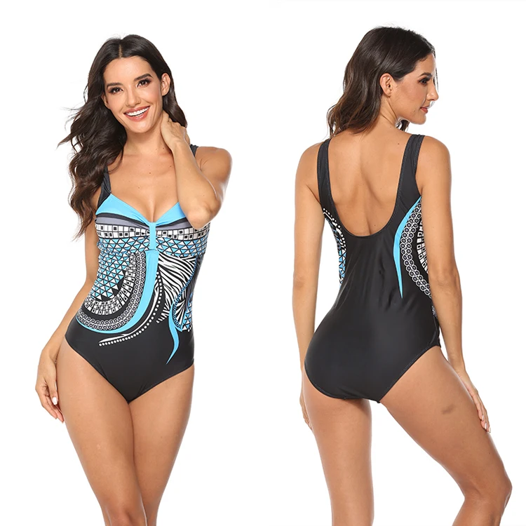 

Sexy Women Beachwear Sling Retro Printing One-piece Swimsuit Swimming Bathing Suits Halter Bikini Triangle One Piece Swimwear, Picture showed