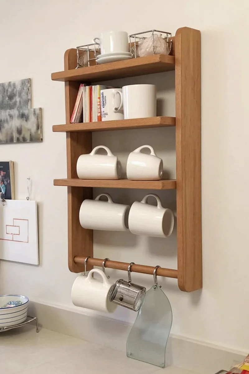 Floating shelves with mugs