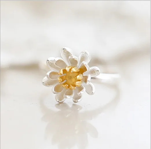 JZ041 Factory Wholesale 925 Silver Cute Engagement Ring No Fading Stylish Simple Flower Design for Wedding Anniversary Party