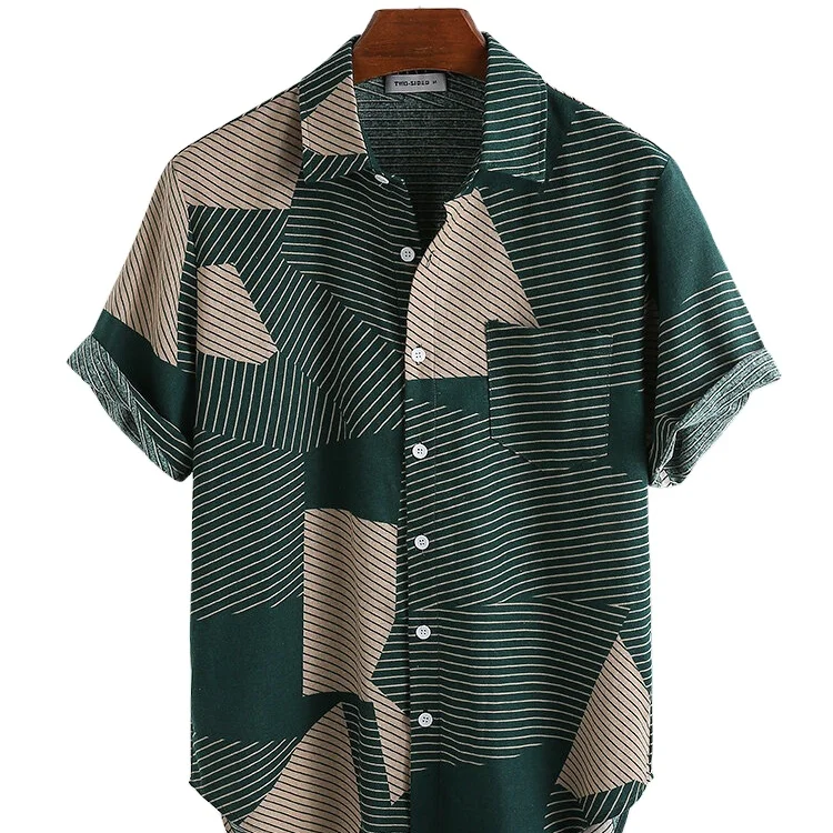 

Fashion Design High Quality Mens Short Sleeve Stripe Shirts, Custom color