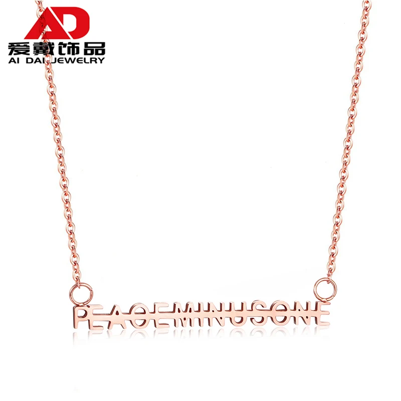 

Stainless steel rose gold letter Chinese and English simple temperament necklace women