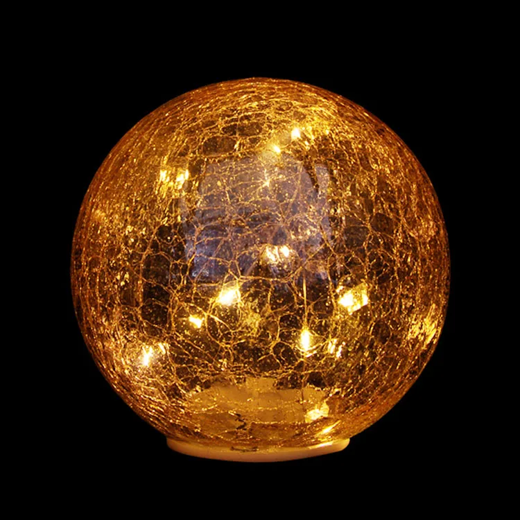 Indoor Decorative Hand Painted Crackle Glass Globe Balls Led Light