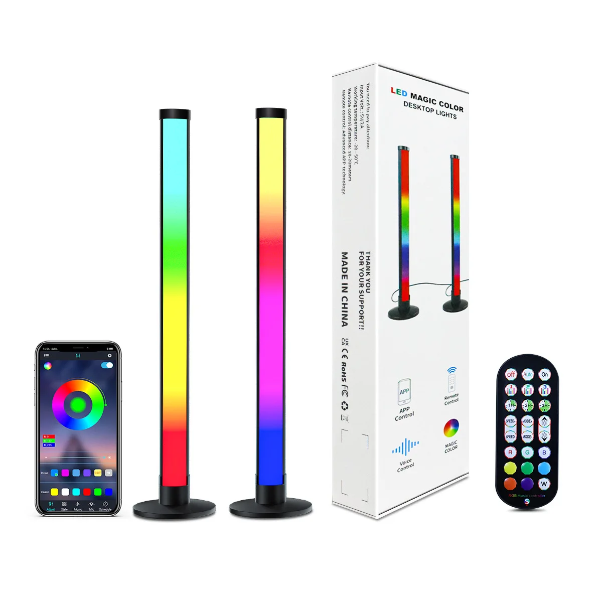 

5v RGB bar Acryl Night Sound Voice Activated 2.4G Remote Control Rechargeable Table Desktop Atmosphere Room Ambient Rhythm Light