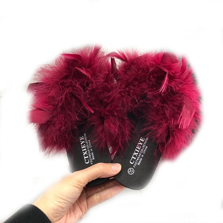 

High Quality Raccoon Girls ladies Fur Slippers Adults Big Size Furry Slippers Faux Fox Fashion Fur slides For Kids, Light brown, dark brown, white pink purple