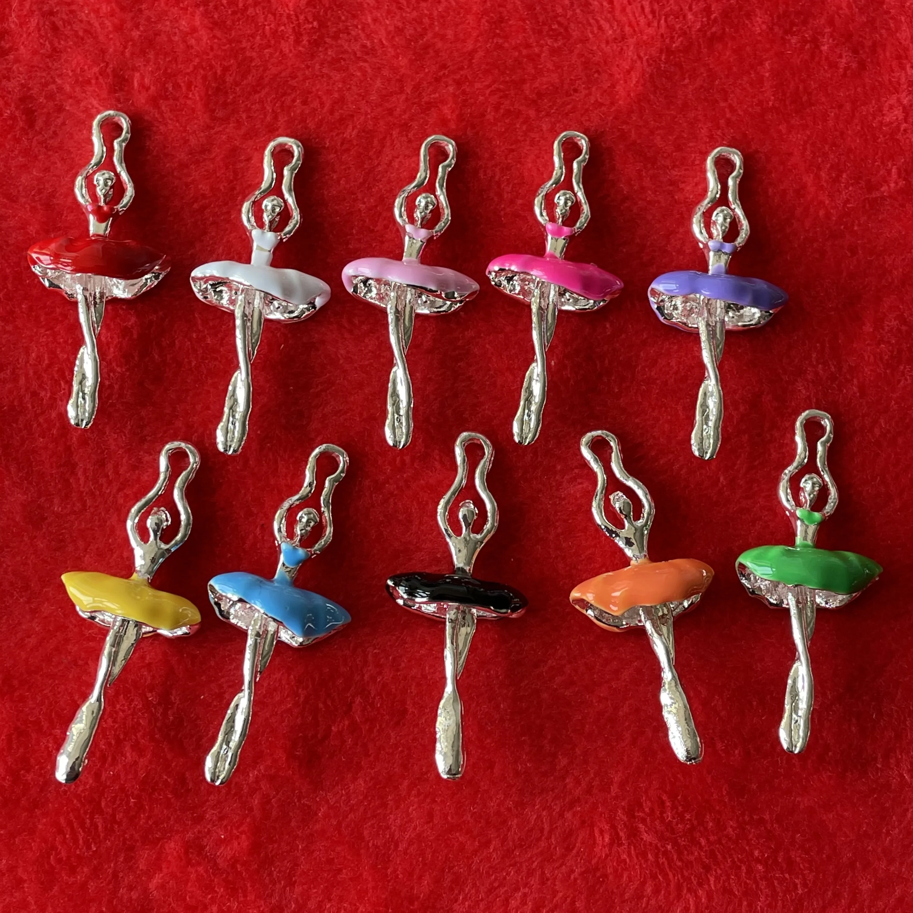 

DIY enamel ballet girl dancing girl pendants charms for bracelet necklace jewelry making colorful charms for girl bangles