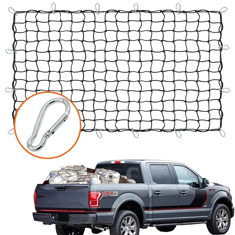 Cargo Nets For Pickup Trucks 180x120cm Heavy Duty Truck Bed Net With 16 Pcs Metal Hooks Bungee