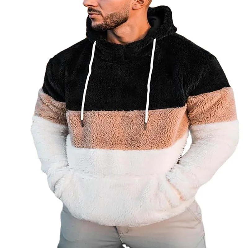 

In Stock Custom design high quality Pathwork Plus Size Men's Hoodies with Pockets, Yellow/white /orange/gray