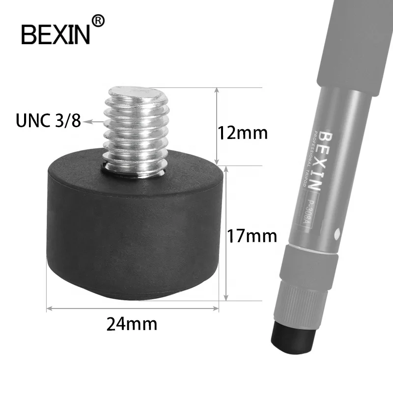 

BEXIN photography tripod accessories anti-slip anti vibration M8 tripod foot feet screw spike mat pad for monopod unipod, Black