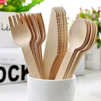 

Wholesale Bulk Biodegradable Disposable Eco Friendly Custom Birchwood Wooden Cutlery