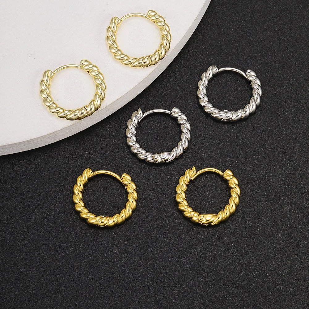 

Minimalist Twisted Small Hoop Earrings for Women Fashion Gold Color Metal Circle Tiny Hoops Ear Buckle Jewelry Gift