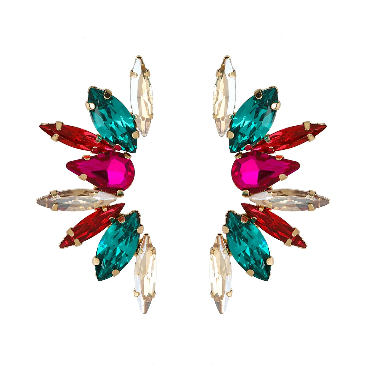Wholesale 2021 Hot Sell Colorful wings Earring Crystal Stone Stud Ear Jewelry for Women