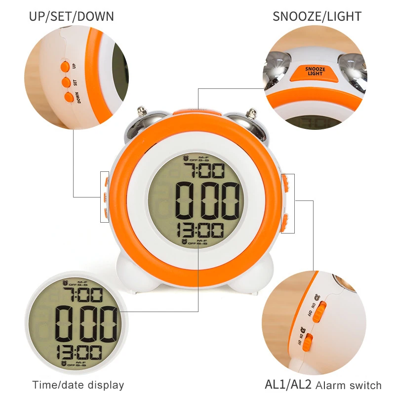 Khcl0411 Cute Children Bedroom Sleep Trainer Snooze Desk Twin Bell