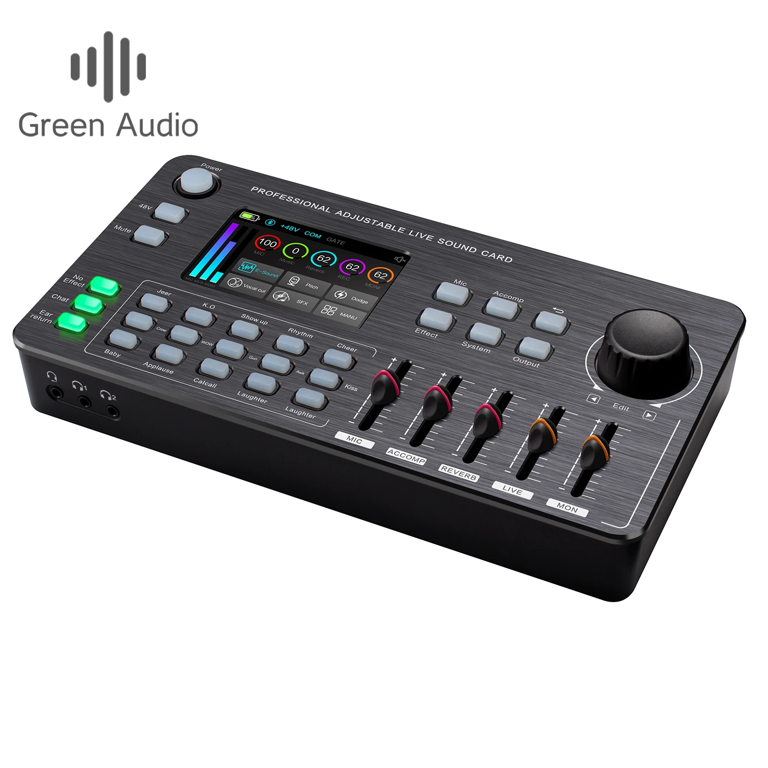 

GAX-HK668 High-end LCD color screen sound card professional podcast equipment K song recording multiple equalization modes