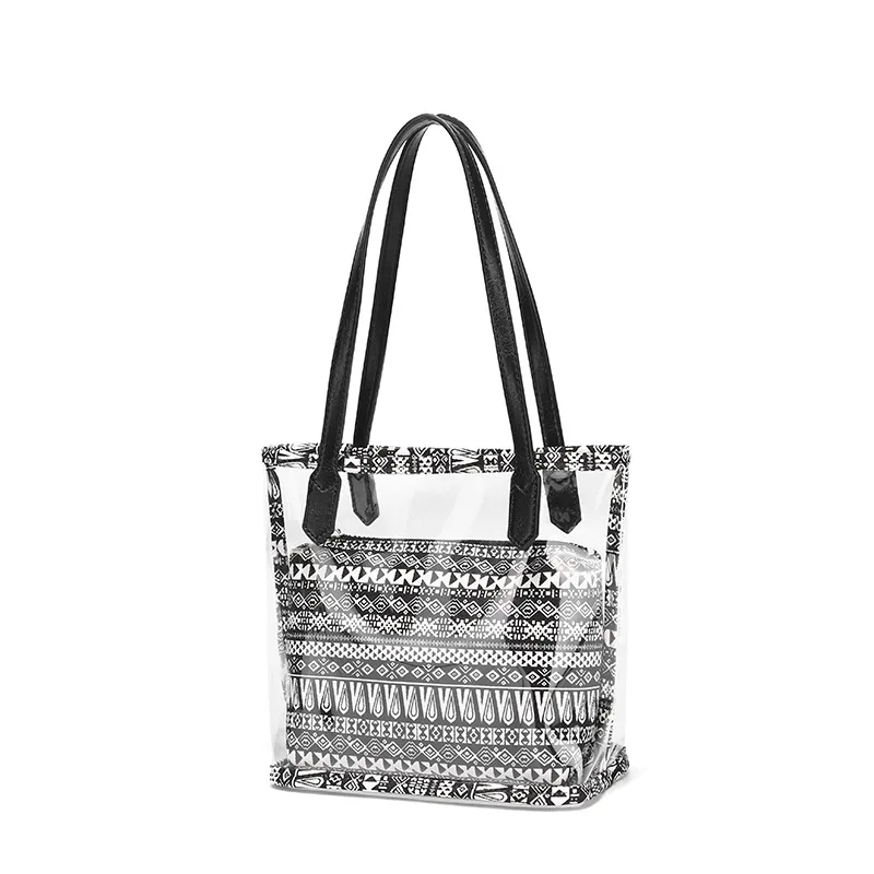 

Transparent bag women's bag 2pcs/set luxury handbag fashion pvc clear bag high quality handbags bolsa feminina bucket crossbody, Khaki,black