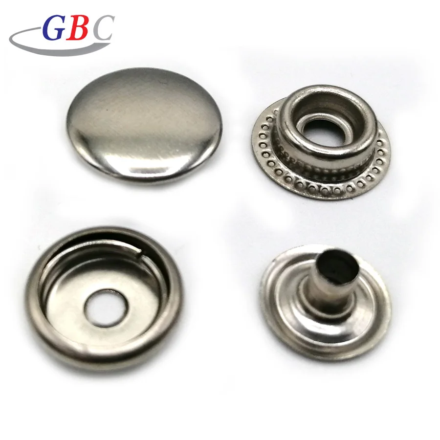 

Stainless steel flat top snap button fastener for leather, Stainless steel color