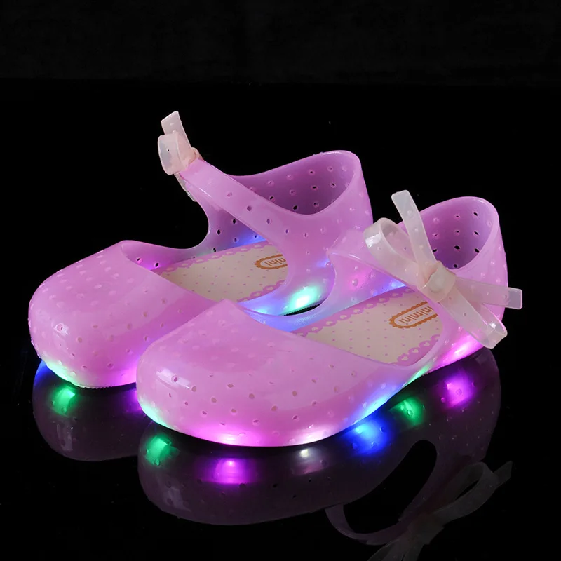 

2021 Light Bow Wholesale Children's Sandals Baby Jelly Light Shoes Led Girls Sandals, Picture