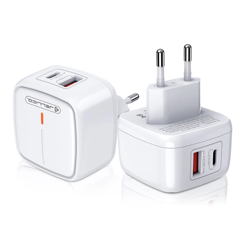 

New Trends High Quality EU Plug PD 18W QC 3.0 Fast Charging Adapter Dual USB Charger Mobile Phone Charger, White