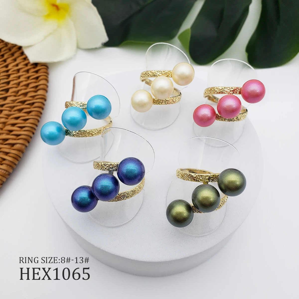 

Large pearl wedding ring Valentine's Day women ring multicolor customization wholesale, Picture