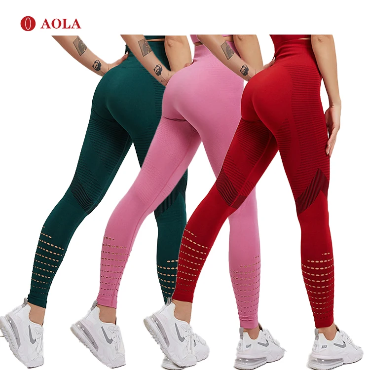 

AOLA Custom LOGO Workout Tights Gym Fitness Pants High Waisted Seamless Yoga Leggings, Pictures shows