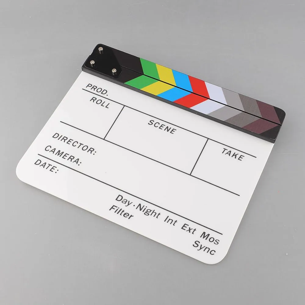 Hot Colorful Clapperboard Acrylic Movie Action Slate Clap Clapper Board Handmade Photo Studio Accessories