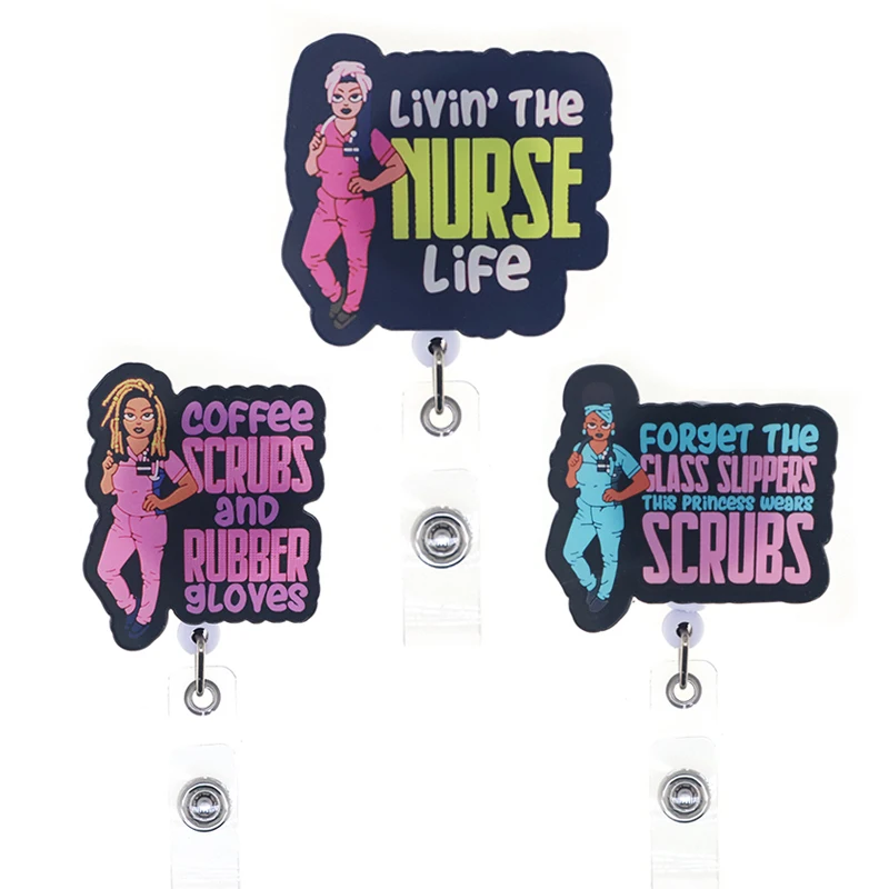 

Office Supply Scrub Nurse Life Acrylic Badge Reel Nursing Accessories