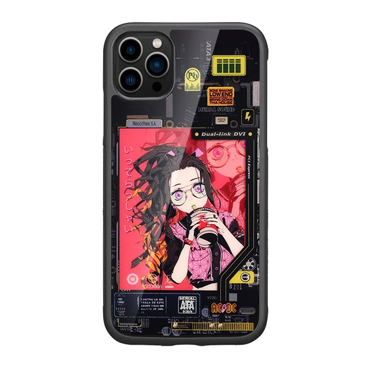 

led light up cute cartoon Matte designer fashion personalized glass for iPhone 13pro Max cell phone case