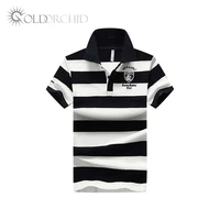 

Hot Style Dark Blue Turndown Stripe Polo Organic Cotton T-Shirt Men