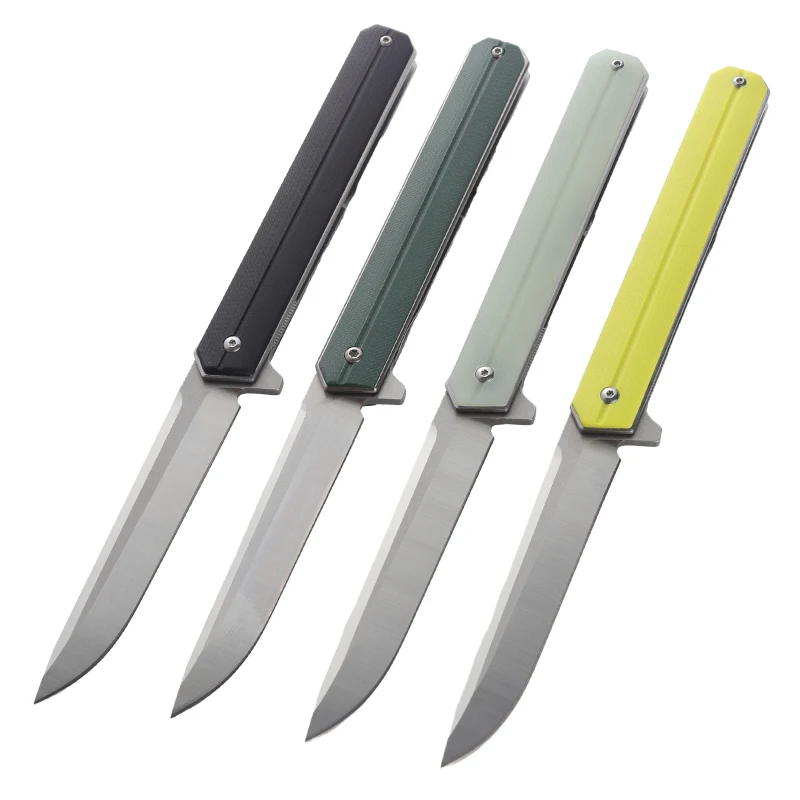 

4 colors option D2 Steel Outdoor Camping Folding Knife Lightweight Portable Pocket Knife with G10 Handle