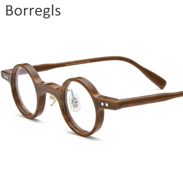 

Borregls Acetate Glasses Frame Men Retro Small Round Eyeglasses Women Optical Prescription Spectacles Myopia Eyewear 19178