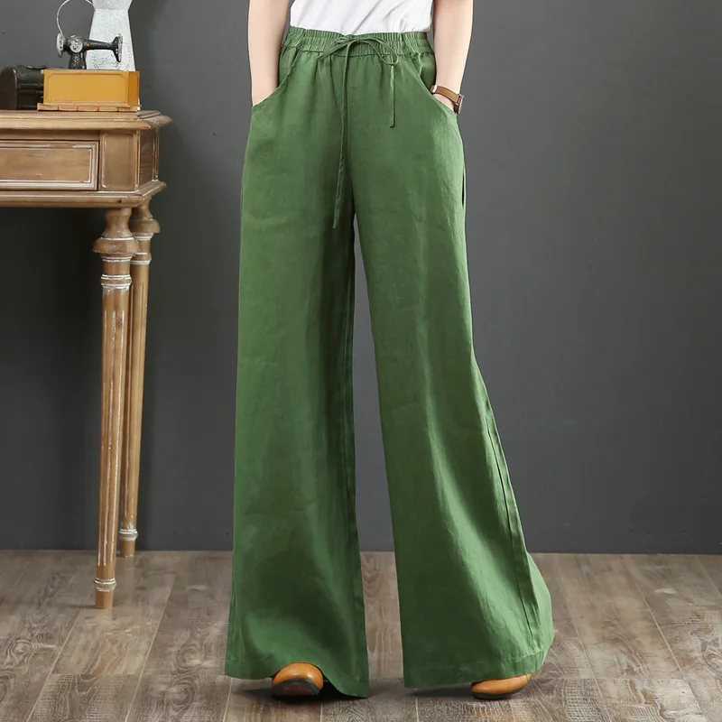 

S-3XL Y2K Cotton Linen Wide Leg Pants Women Casual Vintage Harajuku Boho Ladies Trousers Hip Hop Oversized Streetwear Female