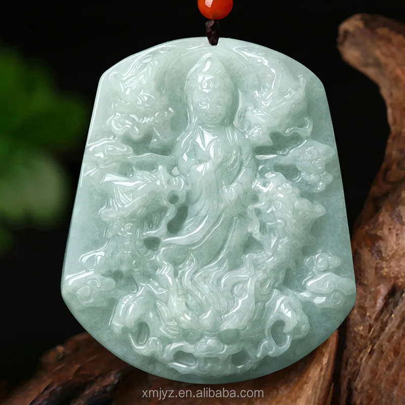 

Certified Grade A Natural Burmese Jadeite Thick Packed Kowloon Guanyin Guardian Pendant Ice Jade Pendant Sihui Wholesale