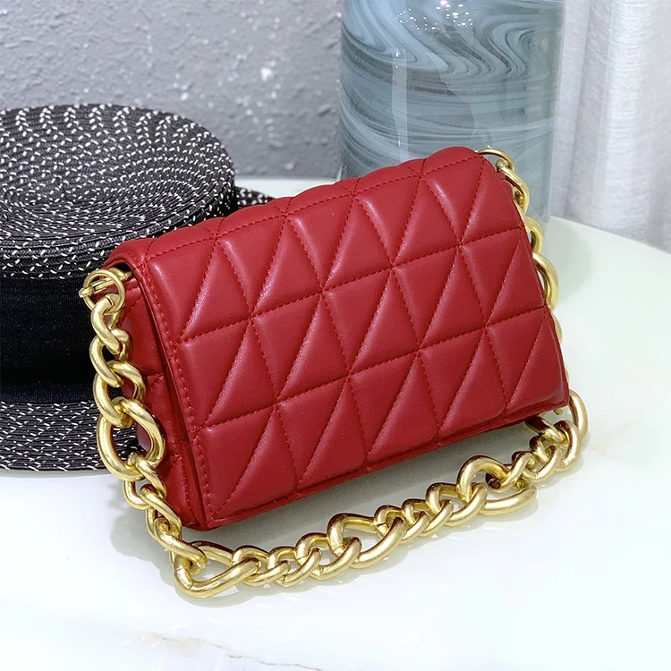 

Wholesale Pu Leather Handbag Thick Chain Quilted Shoulder Purses Ladies Famous Brands Designer Bags Handbags For Women Luxury