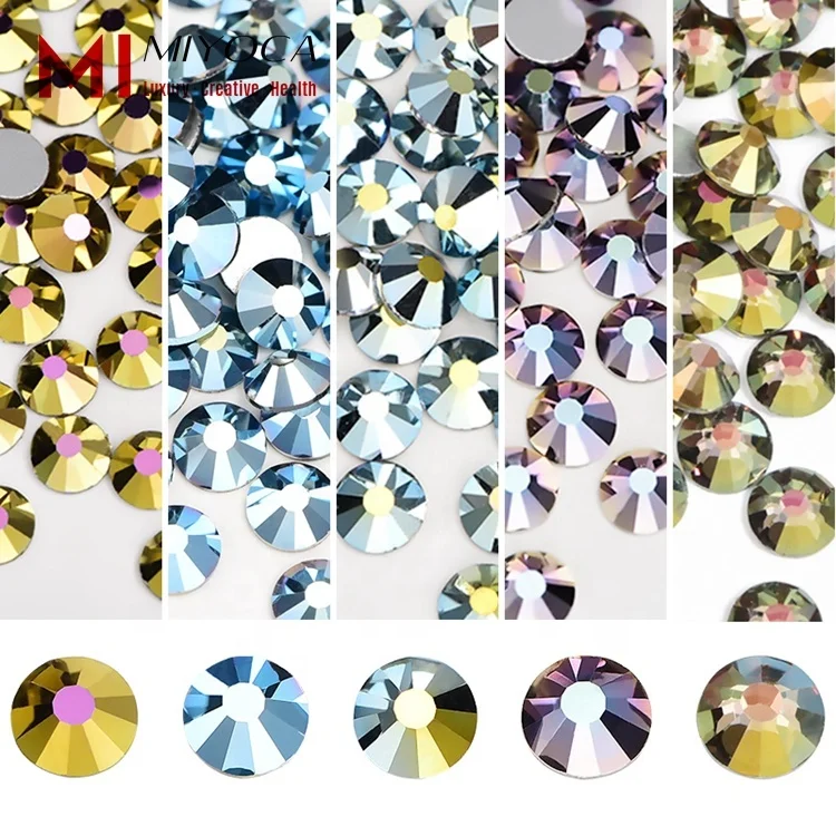 

MIYOCA 1440 Pieces Flatback Rhinestones Glass Charms Diamantes Stones for Nail Art Rhinestones for Nails Beauty Decoration