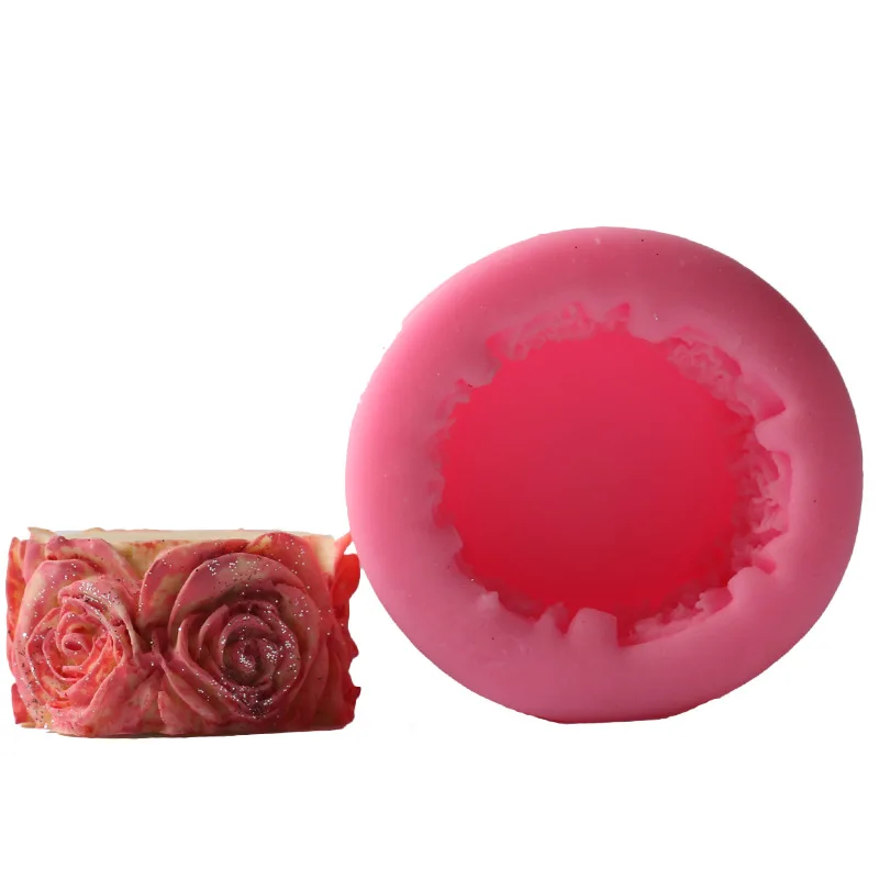 

3D rose flower silicone fondant mold cake candle soap making baking tools, Pink