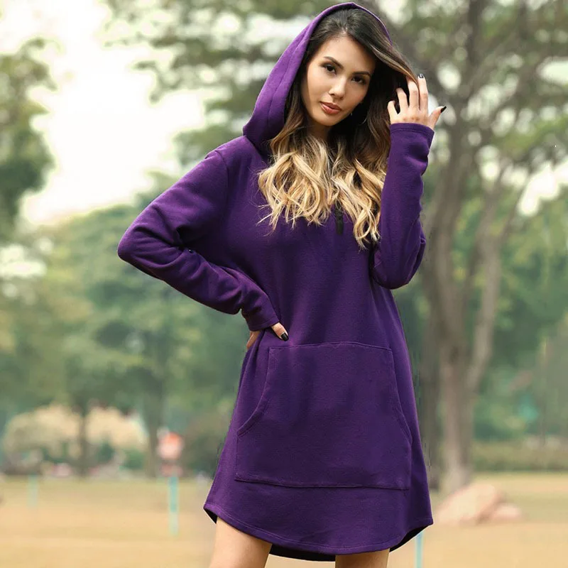 

Autumn Women Sweatshirt Casual Long Sleeve Loose Oversized Sweatshirts Pullovers Hooded Hoodies Dress