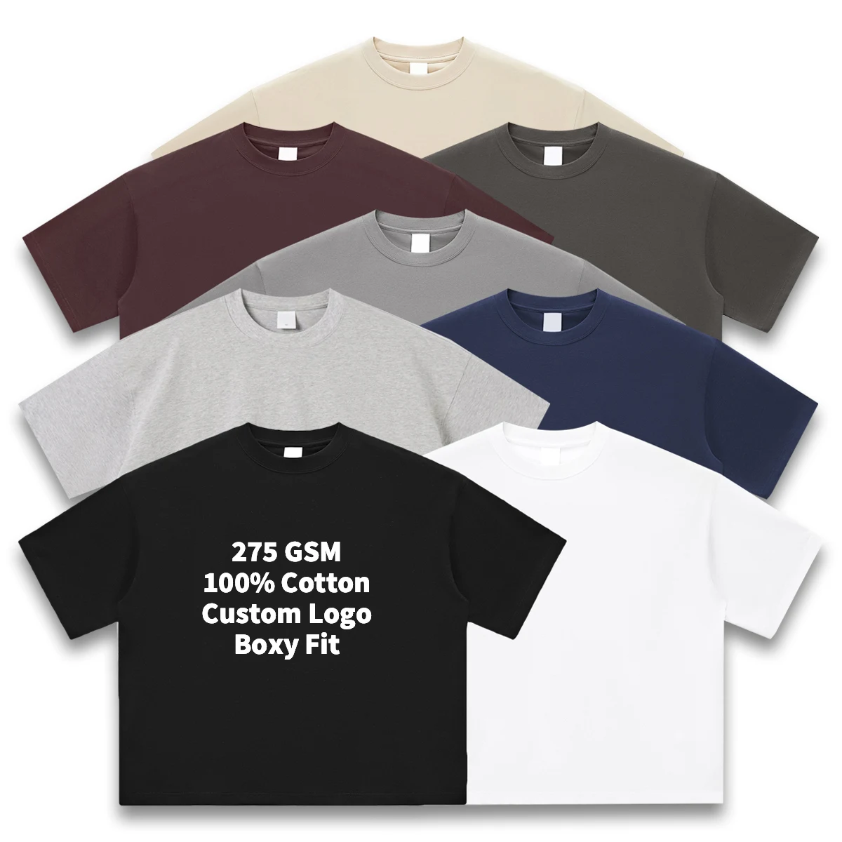 Oem High Quality Custom Logo Printed 275gsm Heavyweight Boxy Cropped Fit Men's T Shirt Plain Oversized Unisex Blank T-Shirts