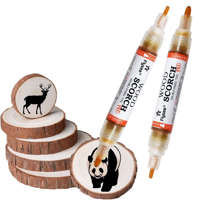 

Flyesea Dual Tip Scorch Marker Non Toxic Chemical Wood Burning Pen Heat Sensitive Scorch Marker